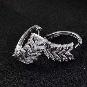 NWT Karis White Diamond Accent Platinum Plate Hinged Hoop Earrings